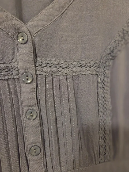 Baltic Born blue midi dress XS puff sleeves tiered pleats cottage core prairie - Picture 7 of 16